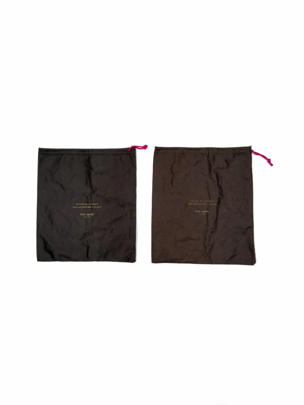 Kate Spade Dust Bag Set of 2 | Brown Pink Drawstring Storage Pouches 13” x 11”